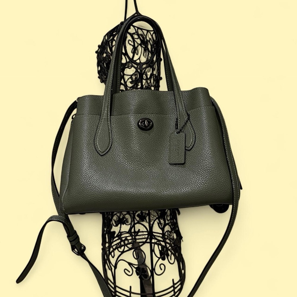 Coach Dark Green Textured Shoulder Bag